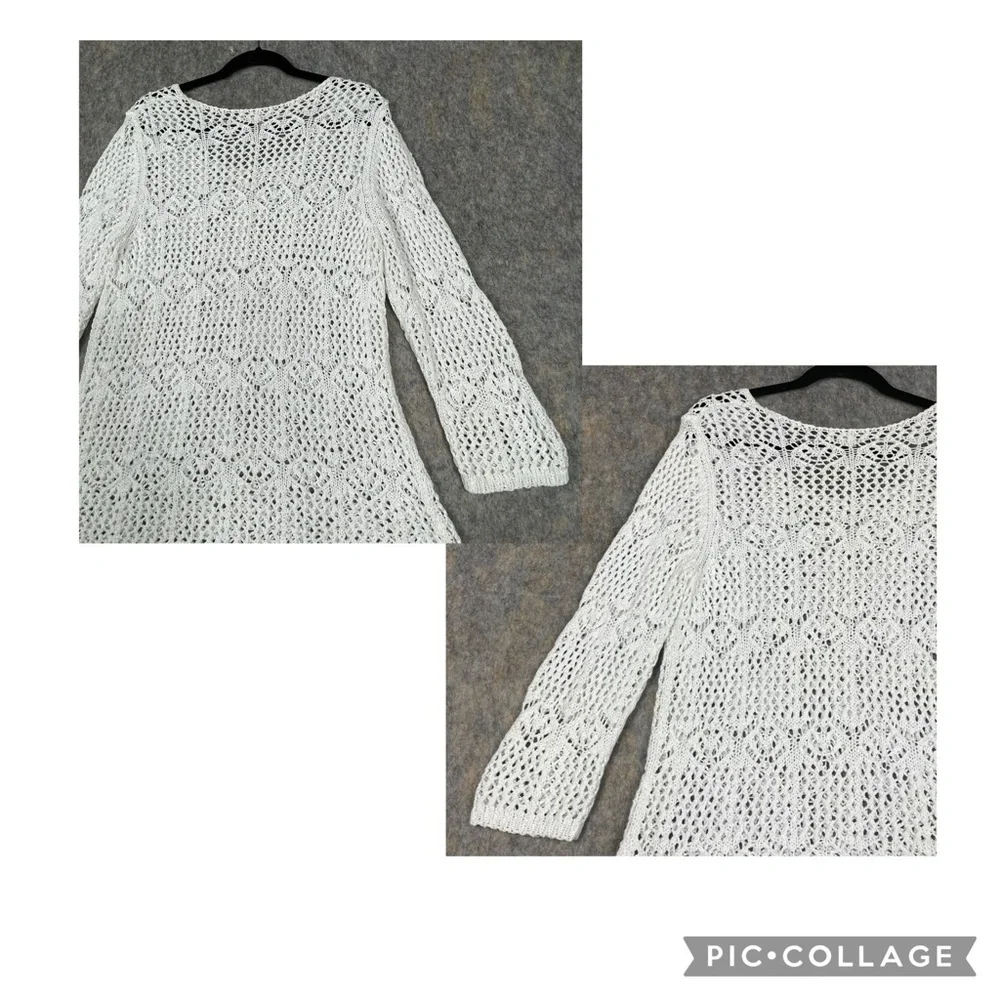 Coldwater Creek Open Knit Feminine Boho Casual Every Day Tunic Top - Sz L/14